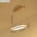 GobekUsa Minimalist LED Wood Rectangular Hanging Island Lamp - Acrylic Ceiling Suspension for Dinners