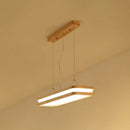 GobekUsa Minimalist LED Wood Rectangular Hanging Island Lamp - Acrylic Ceiling Suspension for Dinners