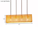 GobekUsa Modern Wood Island Pendant Light with 4 Yellow Lights for Dining Room - 21"/27" Wide Linear Hanging Design