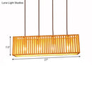 GobekUsa Modern Wood Island Pendant Light with 4 Yellow Lights for Dining Room - 21"/27" Wide Linear Hanging Design