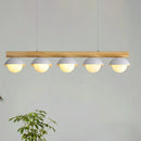 GobekUsa Modern Wood Stem Linear Chandelier - 5/7 Lights, White Shade - Billiard Lights for Restaurants