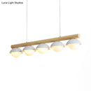 GobekUsa Modern Wood Stem Linear Chandelier - 5/7 Lights, White Shade - Billiard Lights for Restaurants