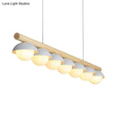 GobekUsa Modern Wood Stem Linear Chandelier - 5/7 Lights, White Shade - Billiard Lights for Restaurants
