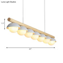 GobekUsa Modern Wood Stem Linear Chandelier - 5/7 Lights, White Shade - Billiard Lights for Restaurants
