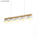 GobekUsa Modern Wood Stem Linear Chandelier - 5/7 Lights, White Shade - Billiard Lights for Restaurants
