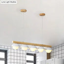 GobekUsa Modern Wood Stem Linear Chandelier - 5/7 Lights, White Shade - Billiard Lights for Restaurants