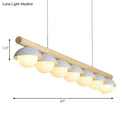 GobekUsa Modern Wood Stem Linear Chandelier - 5/7 Lights, White Shade - Billiard Lights for Restaurants