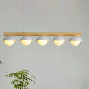 GobekUsa Modern Wood Stem Linear Chandelier - 5/7 Lights, White Shade - Billiard Lights for Restaurants