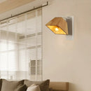 GobekUsa Beige Trapezoid Shade Rotatable Wood Wall Sconce - Modern Balcony Bedroom Lamp