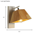 GobekUsa Beige Trapezoid Shade Rotatable Wood Wall Sconce - Modern Balcony Bedroom Lamp