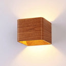 Modern wooden cube led wall light bedroom sconce by Decorbites