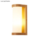 GobekUsa Wooden Rectangle Sconce Lamp with Opal Glass Shade - Simple Corner Wall Mount Lighting