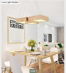 GobekUsa Modern LED Wooden Square Island Ceiling Light Fixture