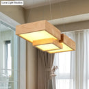 GobekUsa Modern LED Wooden Square Island Ceiling Light Fixture