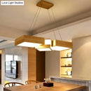 GobekUsa Modern LED Wooden Square Island Ceiling Light Fixture
