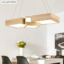 GobekUsa Modern LED Wooden Square Island Ceiling Light Fixture
