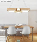 GobekUsa Modern LED Wooden Square Island Ceiling Light Fixture