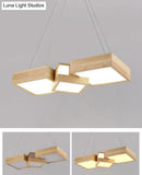 GobekUsa Modern LED Wooden Square Island Ceiling Light Fixture