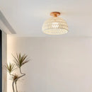 GobekUsa LED Wicker Wood Ceiling Lights Modern Style Hallway Nordic Luminaria