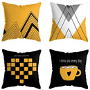 Modern yellow and black geometric deer print pillowcase living room by Decorbites