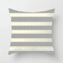 Modern yellow and gray geometric stripe pillowcase living room decor by Decorbites