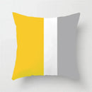 Modern yellow and gray geometric stripe pillowcase living room decor by Decorbites