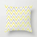 Modern yellow and gray geometric stripe pillowcase living room decor by Decorbites