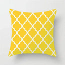 Modern yellow and gray geometric stripe pillowcase living room decor by Decorbites