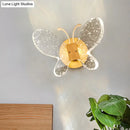 GobekUsa Gold LED Butterfly Bubble Crystal Sconce for Modern Bedroom Lighting