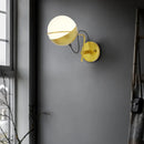 GobekUsa Modern White Glass Globe Wall Sconce with Golden Mount