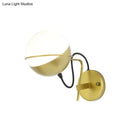 GobekUsa Modern White Glass Globe Wall Sconce with Golden Mount