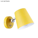 GobekUsa Modern Yellow Sconce Light Fixture with Conical Metal Shade for Bedroom Wall