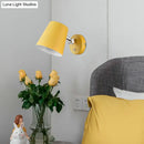 GobekUsa Modern Yellow Sconce Light Fixture with Conical Metal Shade for Bedroom Wall