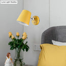 GobekUsa Modern Yellow Sconce Light Fixture with Conical Metal Shade for Bedroom Wall