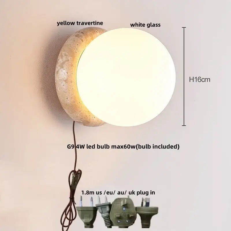 GobekUsa LED Wall Lamp Pull Chain Yellow Stone Modern Mirror Light, photo 12 of 22