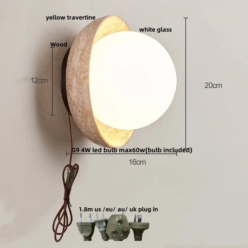 GobekUsa LED Wall Lamp Pull Chain Yellow Stone Modern Mirror Light, photo 9 of 22