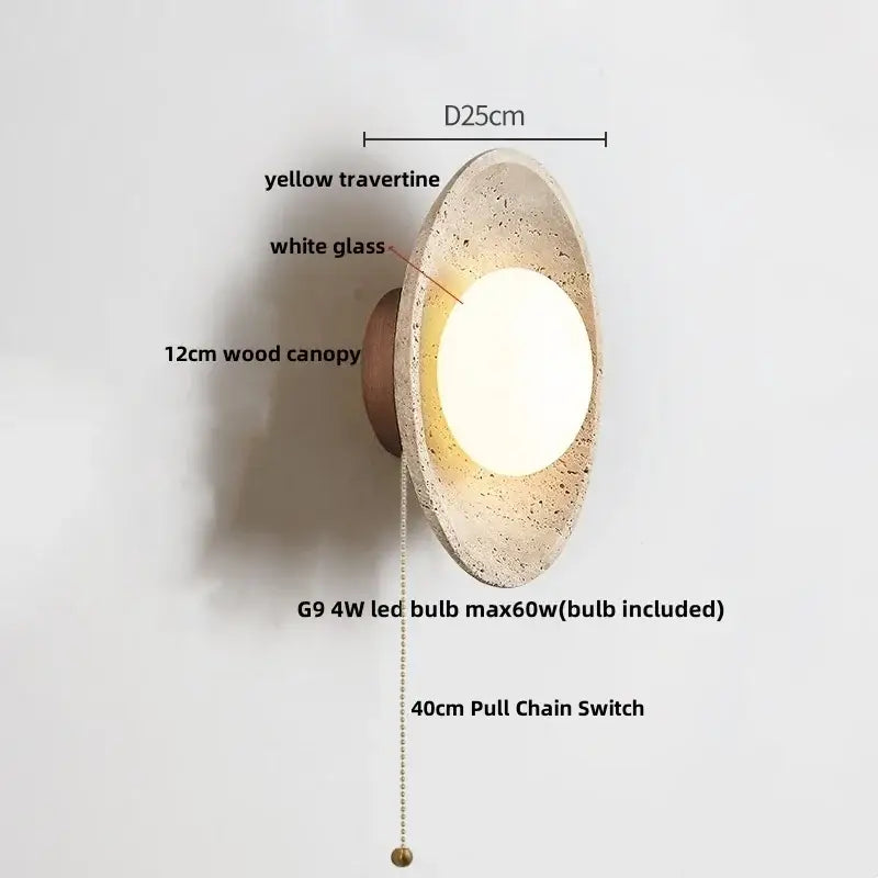 GobekUsa LED Wall Lamp Pull Chain Yellow Stone Modern Mirror Light, photo 22 of 22