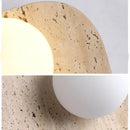 GobekUsa LED Wall Lamp 2 Glass Ball White, Yellow Travertine Stone Indoor Light
