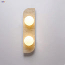 GobekUsa LED Wall Lamp 2 Glass Ball White, Yellow Travertine Stone Indoor Light