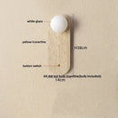 GobekUsa LED Wall Lamp 2 Glass Ball White, Yellow Travertine Stone Indoor Light