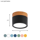 GobekUsa Small Macaron Metal Flush Mount Ceiling Light for Kitchen Bar - Yellow/Blue/Black & Wood
