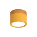 GobekUsa Small Macaron Metal Flush Mount Ceiling Light for Kitchen Bar - Yellow/Blue/Black & Wood