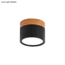GobekUsa Small Macaron Metal Flush Mount Ceiling Light for Kitchen Bar - Yellow/Blue/Black & Wood