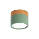 GobekUsa Small Macaron Metal Flush Mount Ceiling Light for Kitchen Bar - Yellow/Blue/Black & Wood
