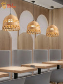 GobekUsa Bamboo Weave Pendant Light LED E27 Modern Zen Decor Restaurant Bar Tea Room