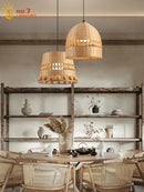 GobekUsa Bamboo Weave Pendant Light LED E27 Modern Zen Decor Restaurant Bar Tea Room
