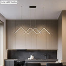 GobekUsa Sleek Zigzag Suspension LED Ceiling Lamp in Black - Minimalist Metal Light Fixture for Restaurants