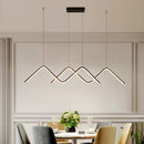 GobekUsa Sleek Zigzag Suspension LED Ceiling Lamp in Black - Minimalist Metal Light Fixture for Restaurants