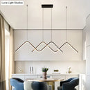 GobekUsa Sleek Zigzag Suspension LED Ceiling Lamp in Black - Minimalist Metal Light Fixture for Restaurants