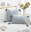 Modern zigzag jacquard woven cushion cover set living room tassels by Decorbites